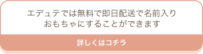 エデュテでは無料で即日配送で名前入りおもちゃにすることができます